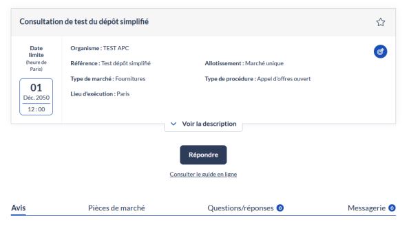 dépot simplifié - achat public